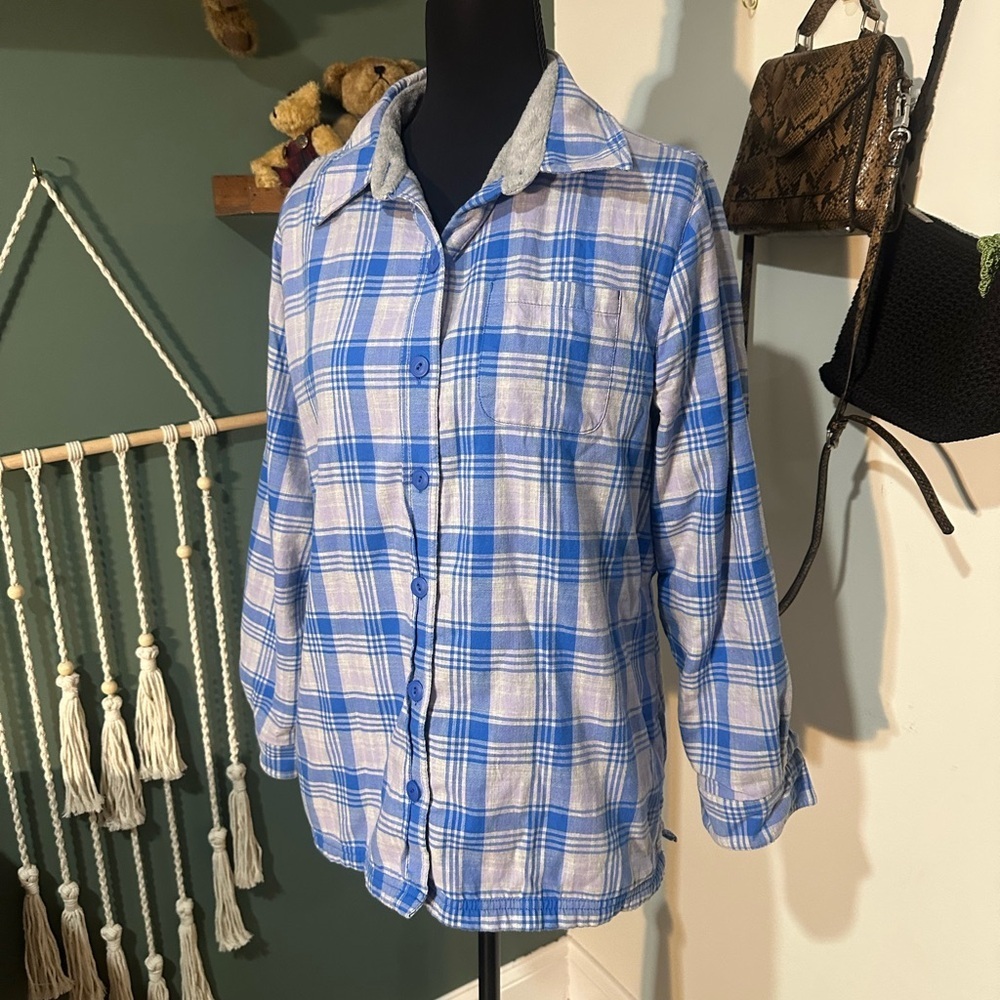 💕L.L. Bean Cozy Fleece Lined Flannel Overshirt Womens Size Small P